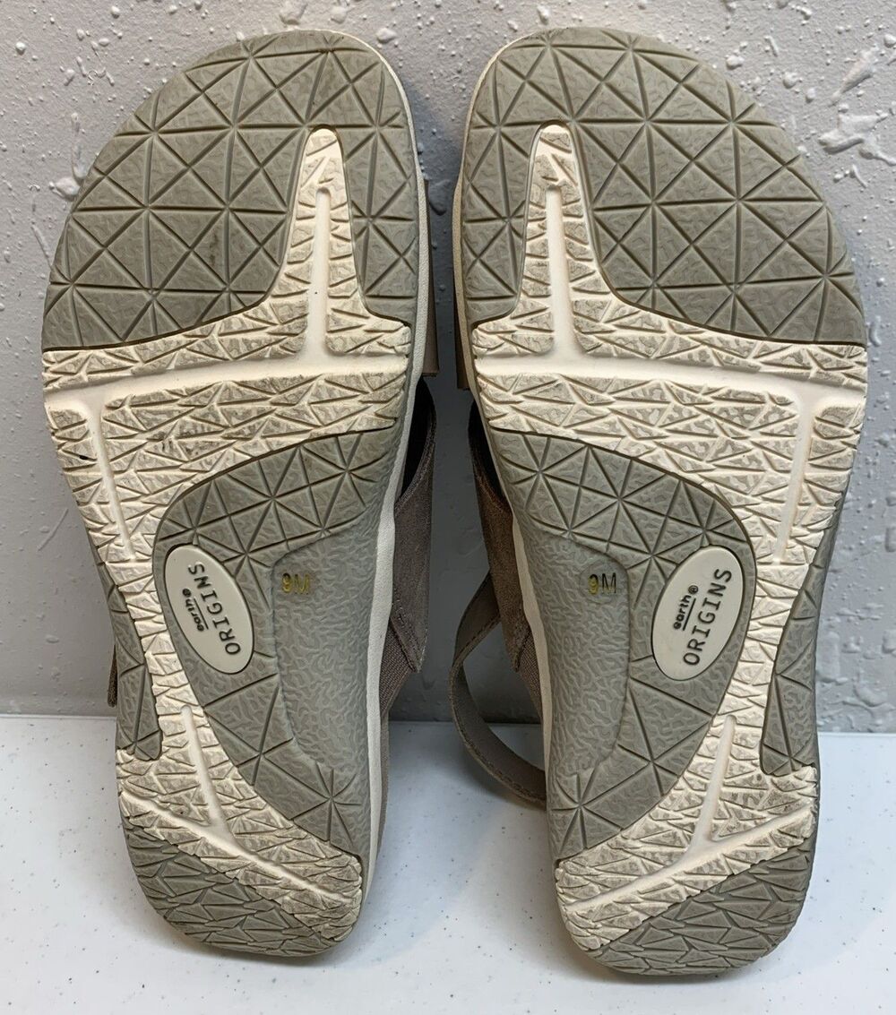 Earth Origins Suzie Sandals Womens 9 Taupe Lightweight Woven Casual Flats - Picture 8 of 9